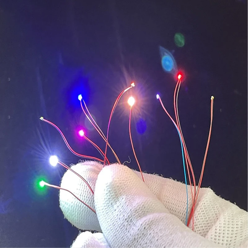 10 Pz 0402 0603 Fai Da Te Micro Smd Led Lampada Cablata Led Pre-Saldato Micro Litz Wired Chip 30Cm 3V Scene Ferroviarie Kit Di Costruzione Di Modelli