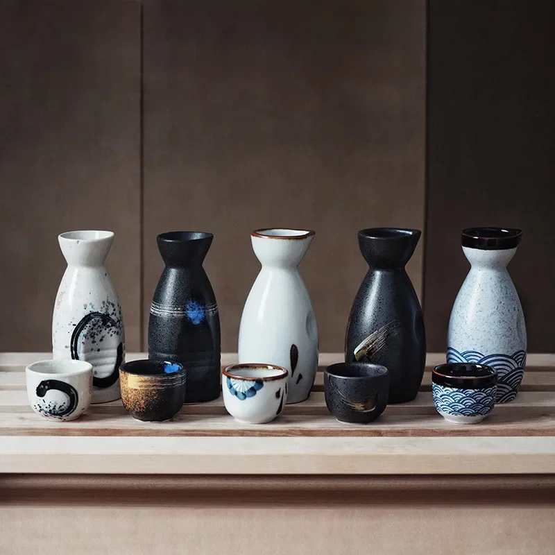Japanese Sake Set Creative Ceramic Wine Home Insulation Wine Glass Ceramic One Pot Four Cup Sake White Pot Barware Set