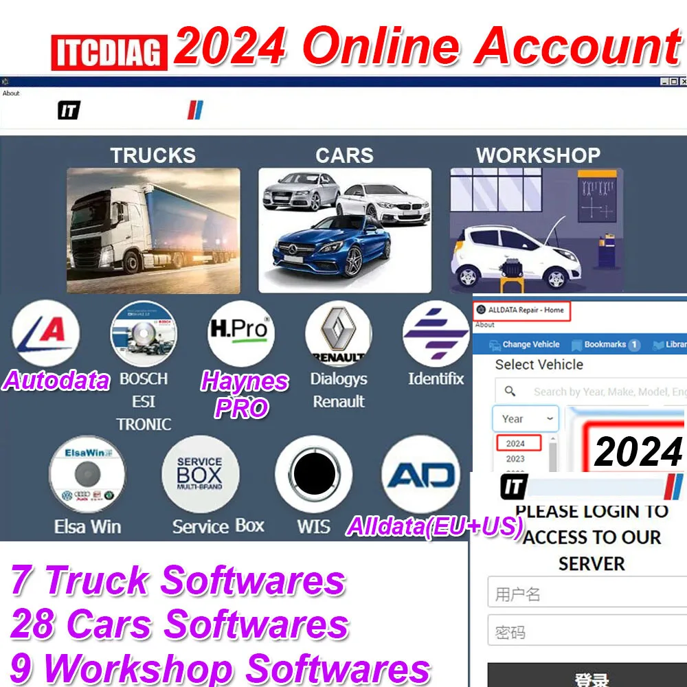 2024 Online Account for Autodata Alldata Full Pack Auto Data All Data Haynes PRO WIS Service Box Workshop Repair Software
