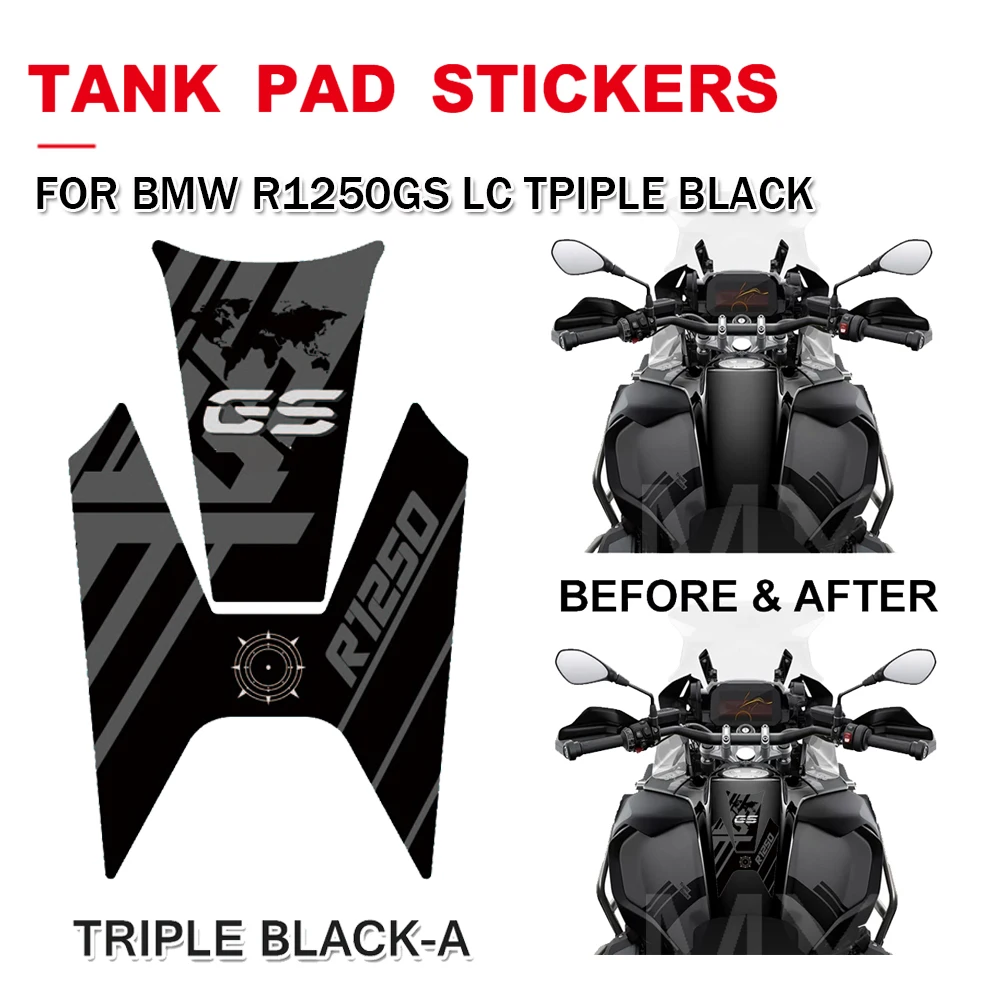 For BMW R1250GS Triple Black 2018 2019 2020 2021 2022 R 1250 GS R1250 Motorcycle Gas Pad Protection Decals 3D Fuel Tank Stickers