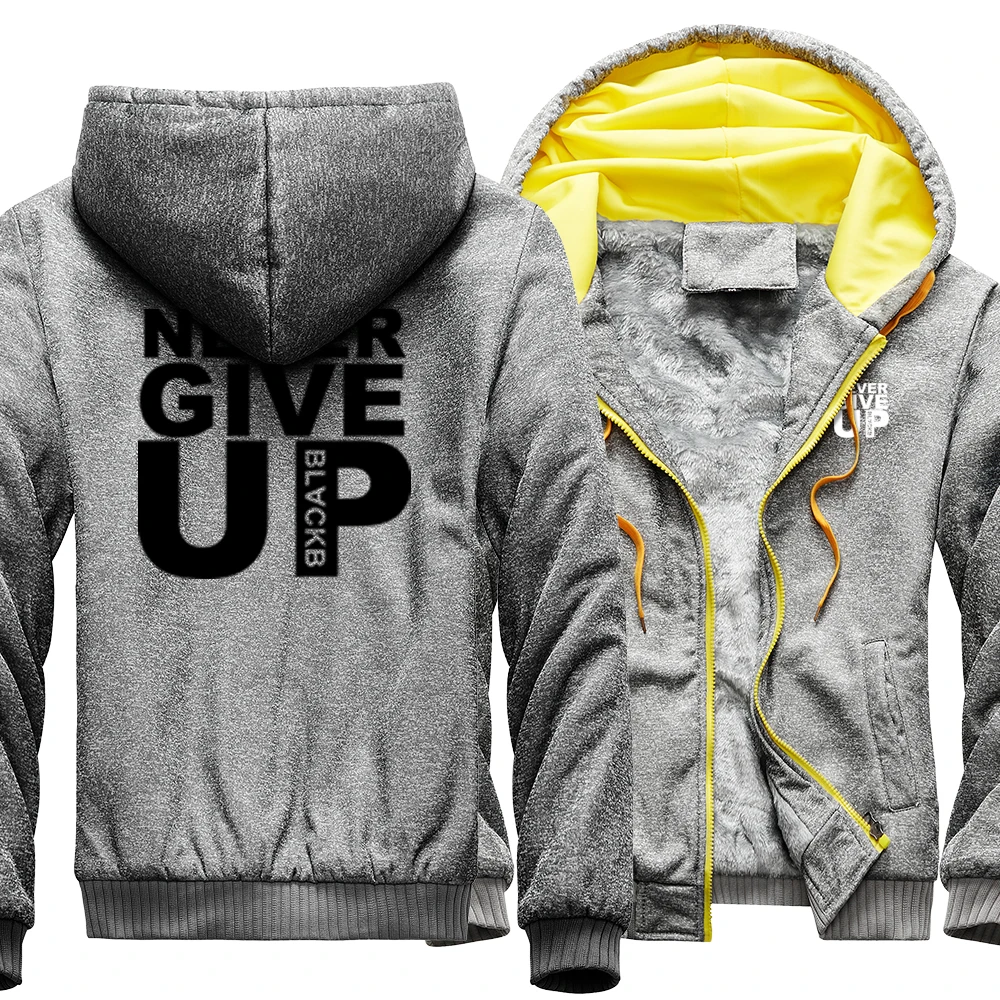 

Never Give Up Fashion Print Men Sweatshirt Street Harajuku Casual Hoody Harajuku Cardigan Long Sleeves Comics Slim Streetwears