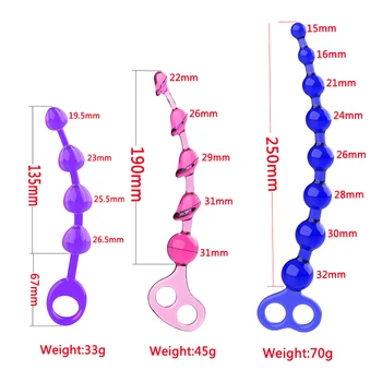 Soft Jelly Anal Beads Long Orgasm Vagina Plug Play Pull Ring Ball Masturbation Butt Plug Stimulator Butt Sex Toys For women 6