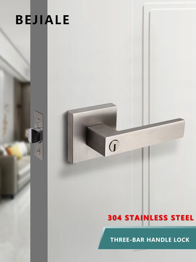 ที่ล็อกประตูสแตนเลสสตีล304ล็อคประตูห้องน้ำในร่มล็อกกระจกโค้งกันไฟดัดแปลงพร้อมกุญแจล็อคประตูหนีไฟชนิดสากล 1