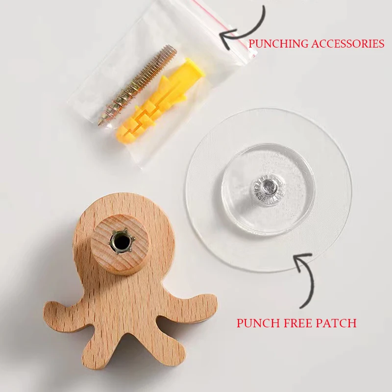 Wooden Drawer Hooks Room Decor Animal Hook Wall Keychain Coat Hook Home Wardrobe Cute Wood Hook Hanger Kitchen Accessories 5