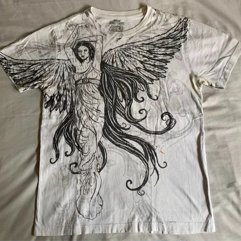 Vintage Hip Hop Skull Print Oversized T-shirt - Unisex Short Sleeve Gothic Streetwear Top