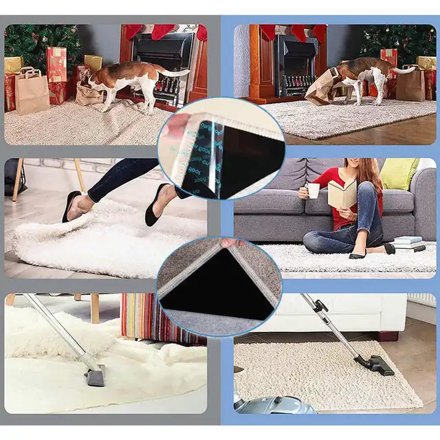 4/12/24PCS Riutilizzabile Tappeto Gripper Nastro Adesivo Biadesivo Antiscivolo Tappeto Pad Nastro Adesivi Lavabile Area Rug Pad Tappeto nastro 6