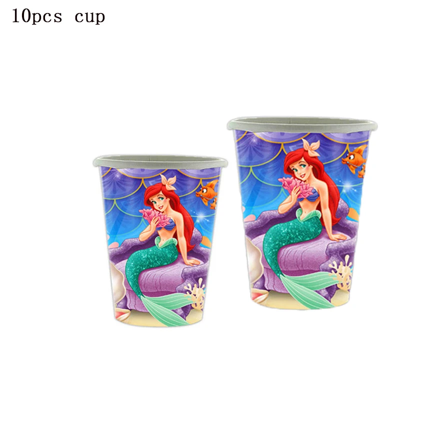 Disney Mermaid Ariel decorazioni per feste stoviglie tazza usa e getta piatto Nakpin tovaglia palloncino principessa forniture per feste di compleanno