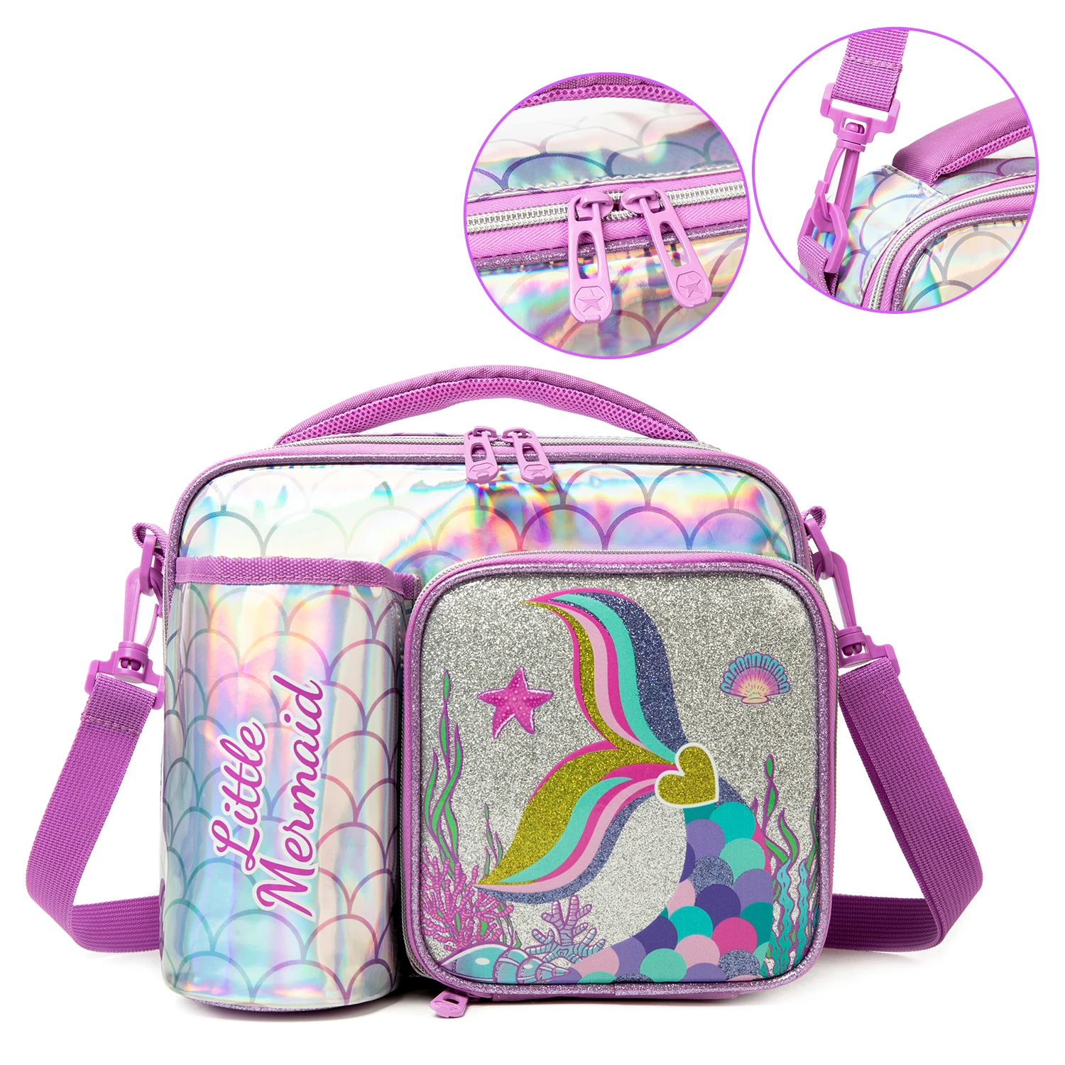 Girls Lunch Bag Mermaids and Alpacas Cute Polyester Lunch Bag for Picnic Outing School Best Gift for Girls 4