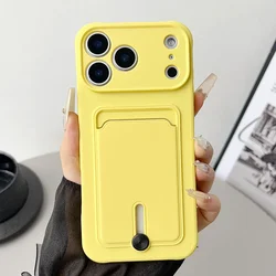 Slim Silicone Card Holder Shockproof Phone Case with Fine Hole Design - iPhone 12 Mini (Yellow)