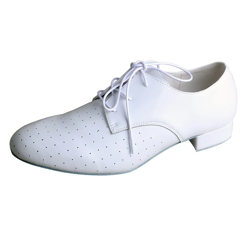 

Wedopus White Leather Ballroom Dance Shoes Man Soft Sole Suede Dancing Shoes 2.5CM