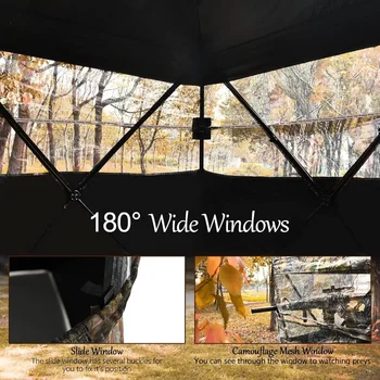 3 Person Pop up Ground Blind, Portable Hunting Blind with Mesh Windows, Carrying Bag & Ground Stakes, with Hub System 5