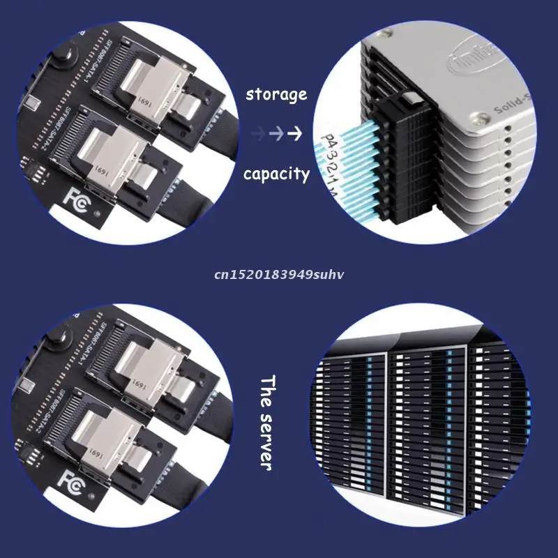 PCIe X4 to SFF8087 Mini SAS/ Sata 3.0 8-Port Controller PCIE3.0 To SFF 8087 SFF-8087 ASM1166 Chip Adapter Expansion