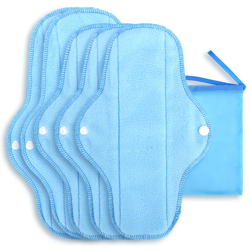 AIO 6-Piece Sanitary Pads Waterproof & Leak-proof Super-absorbent Reusable Menstrual Pads for Period Two Sizes
