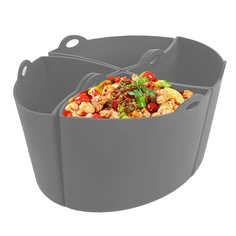 Fodere Per Slow Cooker Da 1 Pezzo, Inserti Riutilizzabili A 4 Divisori Grigio Lavabile In Lavastoviglie Adatto Per Pentole Ovali 8 Qt Cottura Lenta, A