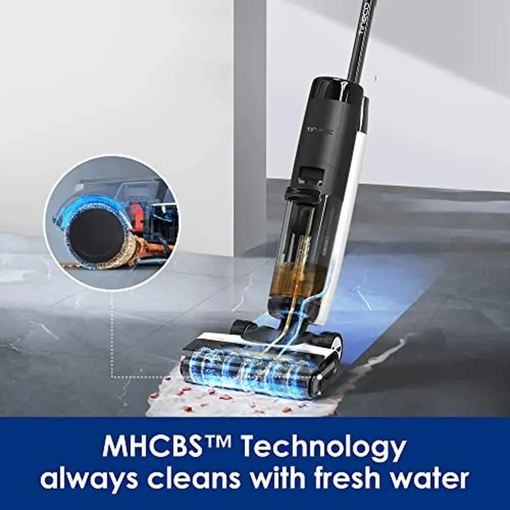 Cordless Wet Dry Vacuum Cleaner Smart Floor Cleaner Mop Long Run Time Dual-Sided Edge Cleaning Thorough Self-Cleaning Easy