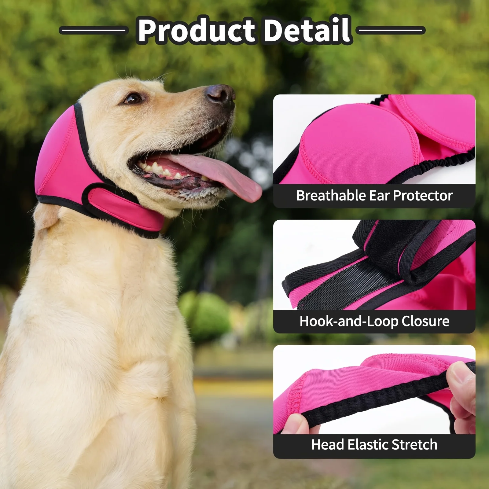 Noise Cancelling Dog Ear Wrap Anti-Anxiety Head Cover for Small Medium Large Dog,Ear Protection Cap with Adjustable Strap Design