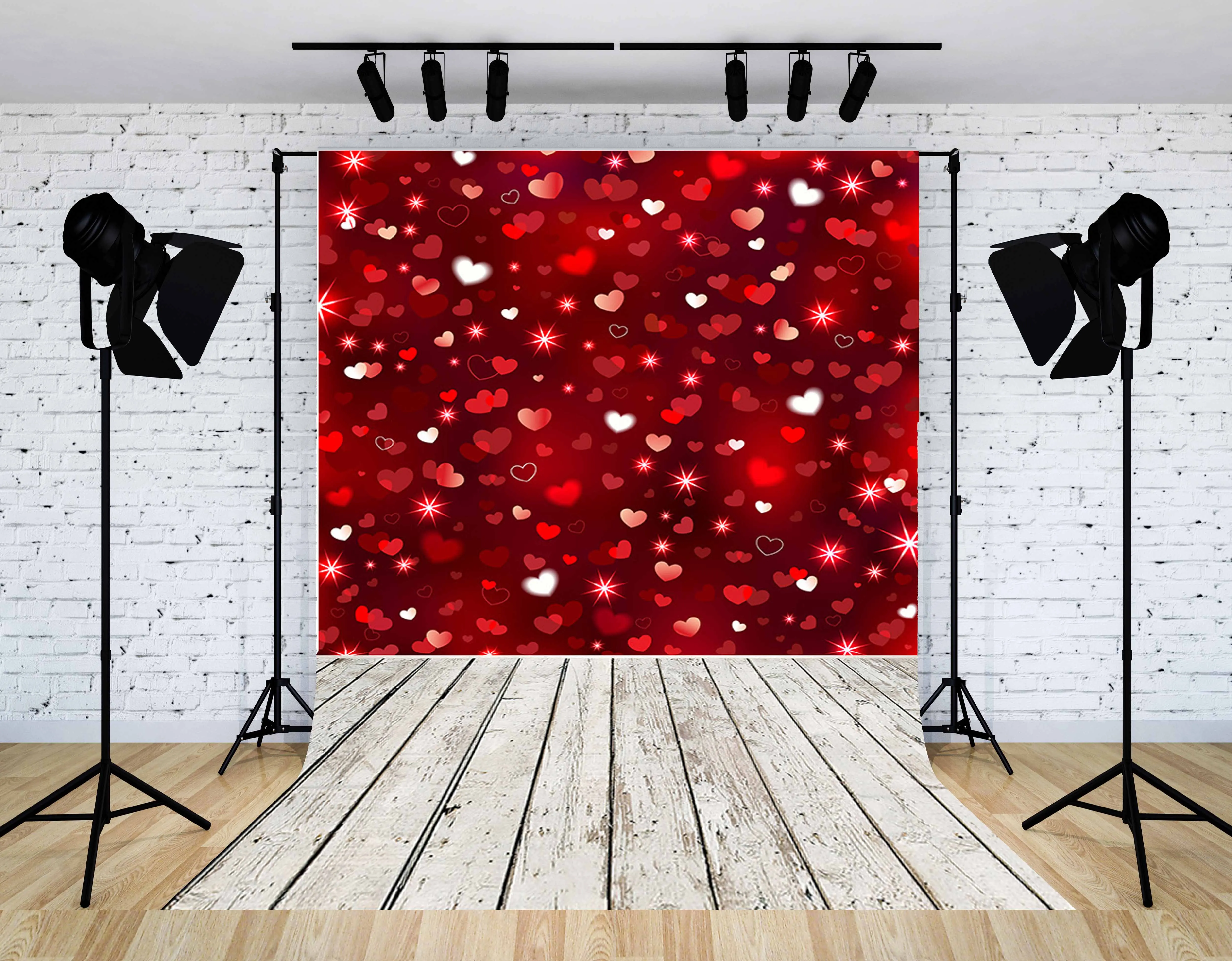 

SHUOZHIKE Valentine's Day Photography Backdrops Props Sparkle Wedding Love Heart Wall And Floor Photo Studio Background VS-96