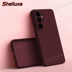 Shelluxe Square Silky Feel Liquid Silicone Phone Case - Galaxy S23+ (Wine Red)