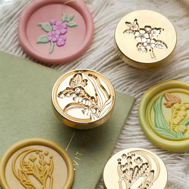 Description Picture 5 of itemFlower Seal Wax Stamps Head Badge Fire Paint Plant Wax Sealing Copper Replace Heads DIY Scrapbooking Envelope Craft Supplies