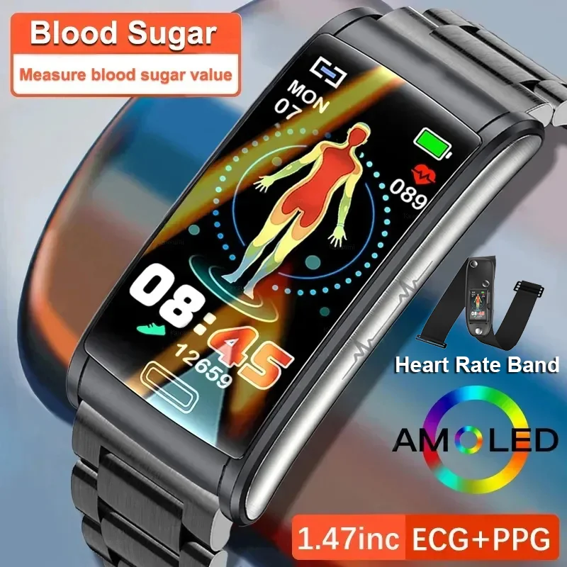 

2023 New Health Measurement Blood Sugar Smart Watch Women ECG+PPG Blood Pressure Sport Smartwatch Men Glucometer Watches Ladies
