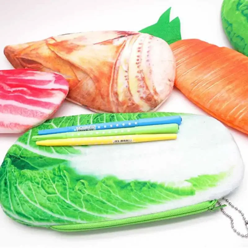 Funny Stationery Pencil Bag Cosmetic Bag Pencil Case Useful Fruit Vegetable Office School Supplies Plush Box Students Kid pencil cases