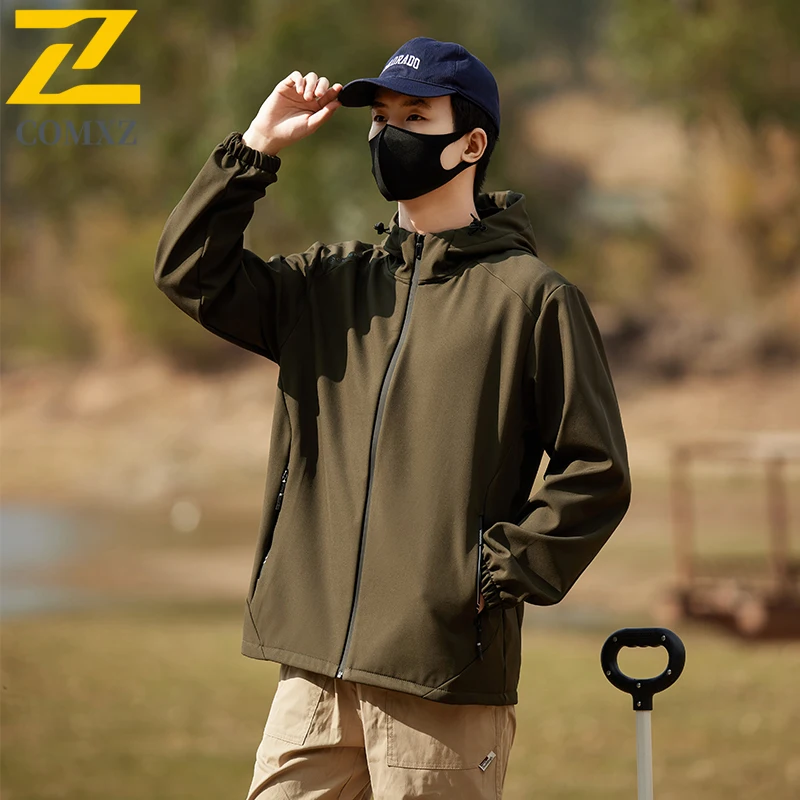 EiAO Jacket Spring Couple's Short Softshell Waterproof Windproof Breathable Outdoor Coat for Hiking Camping Fishing Urban Active