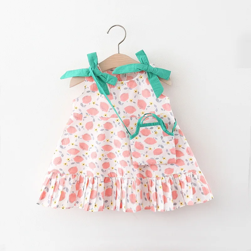 Summer Newborn Baby Clothes Infant Girl Clothes Korean Cute Print Sleeveless Cotton Beach Dress 3