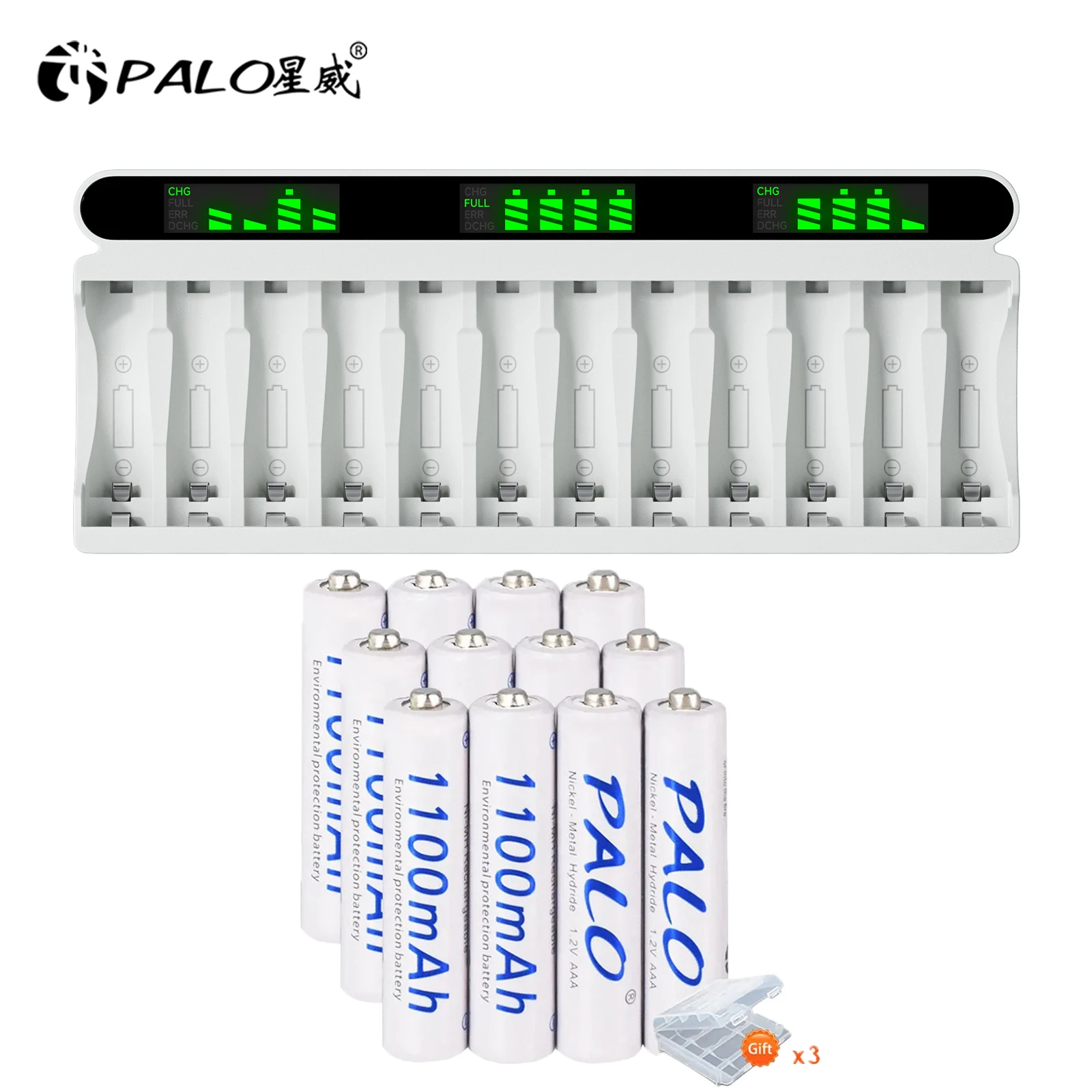 

PALO 1.2V AAA Battery 1.2 Volts AAA Ni-Mh Rechargeable Batteries with 12 Sots Fast Smart Charger for Remote Control /Toy