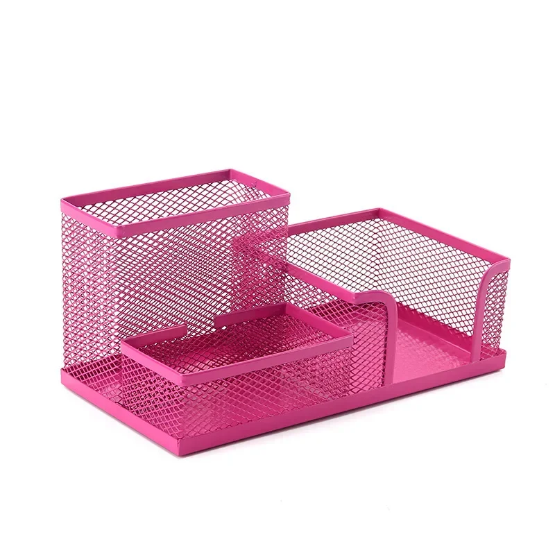 3-In-1 Desk Organizer Pencil Pen Holder Metal Hollow Mesh Wire Organizador De Escritorio Lapices Office Desk Accessories pen holder desk organizer pen and brush holder