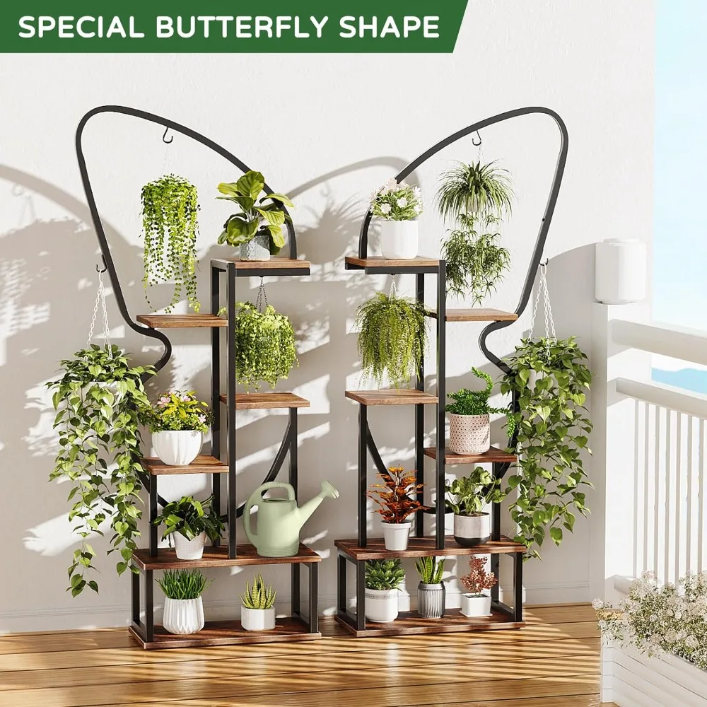 

6 Tier Plant Stand Indoor Butterfly Stand for Flowers Large Ladder Plant Shelf With Adjustable Feet for Living Room Plant Stand