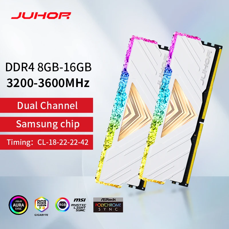 JUHOR-Memoria-Ram-RGB-DDR4-16GB-8GB-3200MHz-3600MHz-DDR4-DIMM-doble ...