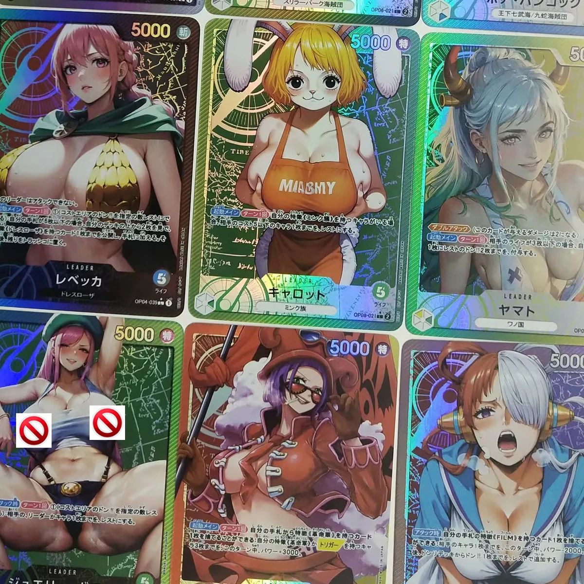 9Pcs/set Diy Self Made One Piece Nami Hancock Perona Uta Yamato Rebecca Vivi Flash Card Classic Anime Collection Cards Gift Toy