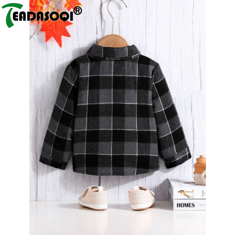 3M-3Y Newborn Infant Spring Fall Casual Plaid Shirt Todder Kids Baby Boys Lapel Single-breasted Long-sleeved Cardigan Jacket Top