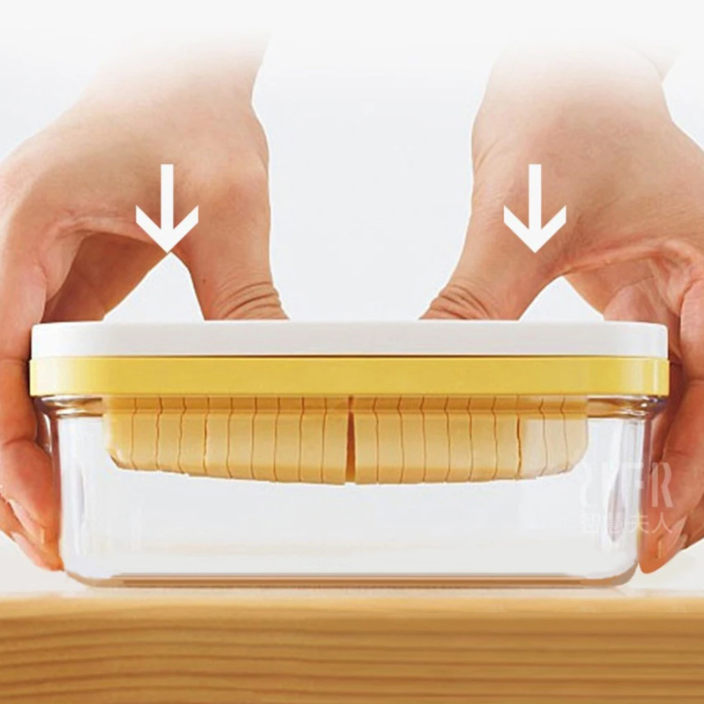 Butter Dish Box Holder Kitchen Butter Dish Box Fridge Storage Lid Cutter Transparent Plastic Storage Container with Lids