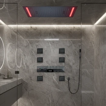 ชุดฝักบัวอาบน้ำคุณภาพสูง M Boenn สีดำด้าน พร้อมไฟ LED อัจฉริยะ หัวฝักบัวสปา ให้ประสบการณ์การอาบน้ำแบบฝนตกในพื้นที่ส่วนตัว 1