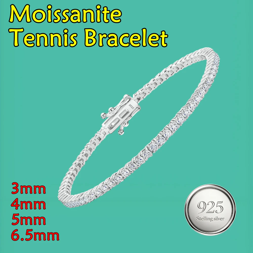 Fabrikpreis 3/4/5/6,5mm Moissanit Tennis-Armband S925 Sterlingsilber 18k Vergoldet Schmuck-Armbänder für Damen und Herren