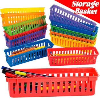 Vassoio Portaoggetti Impilabile, Cestino Colorato in Plastica per Matite, Organizzatore per Aula, per Matite, Pastelli, Piccoli Oggetti di Cancelleria, Organizzazione Scrivania