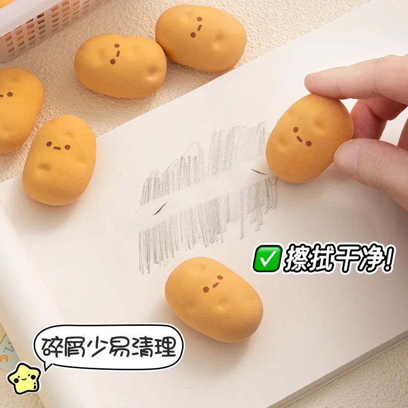 Gomma da cancellare creativa a forma di patata per studenti delle scuole primarie, cancella senza lasciare tracce, meno residui, cancelleria Kawaii. - immagine 3