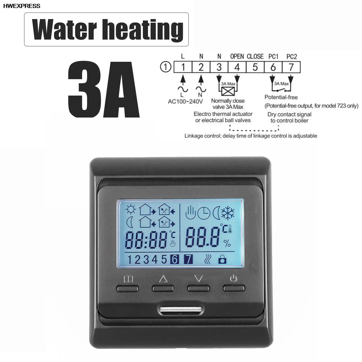 Floor Heating Room Thermostat 3A/16A,230VAC For Water Heating/Electric  Heating Black 7 days Programming - AliExpress