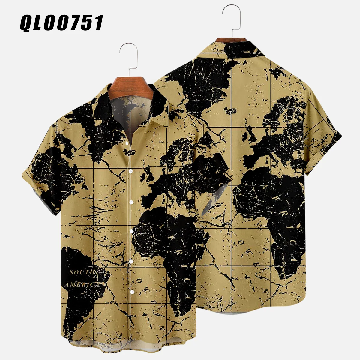 Hawaiian Men&rsquo;s Slim Fit Shirt Floral Men Fashion Map 3d Print Summer Beach Blouse