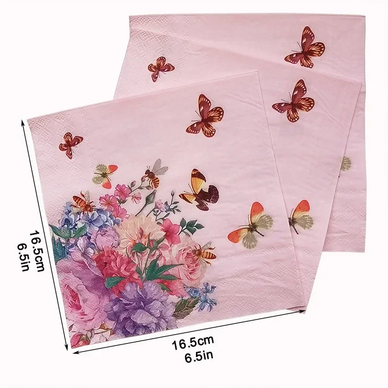 2Ply 33 New Party Ambience Decorative Paper Napkins Floral Printed Square Paper Placemats Butterfly Bone Bartlett 10/20pcs