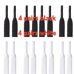 Enhanced Shoelaces for Kids' Sneakers - Flat Thick Design for Basketball Shoes (8 pairs black white)