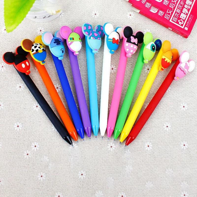 Disney Mickey Minnie Mouse Pen Holder Desktop Mini Storage Bucket Kawaii Candy Color Gel Pen Black Pens Stationery Ins Cartoon pen holder
