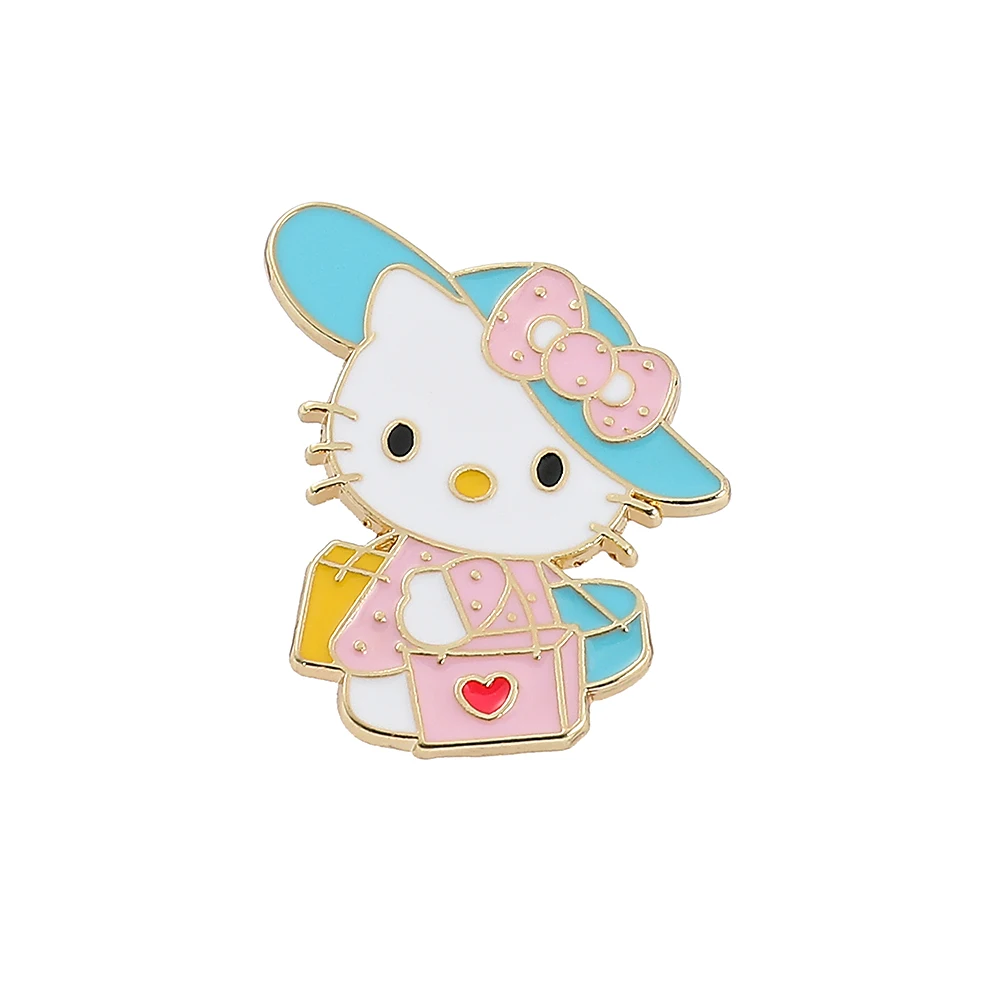 Sanrioes Figura di cartone animato Spilla smaltata Kuromi Hello Kitty Cinnamoroll Melody Badge Spilla per giacca di jeans Spilla Accessori