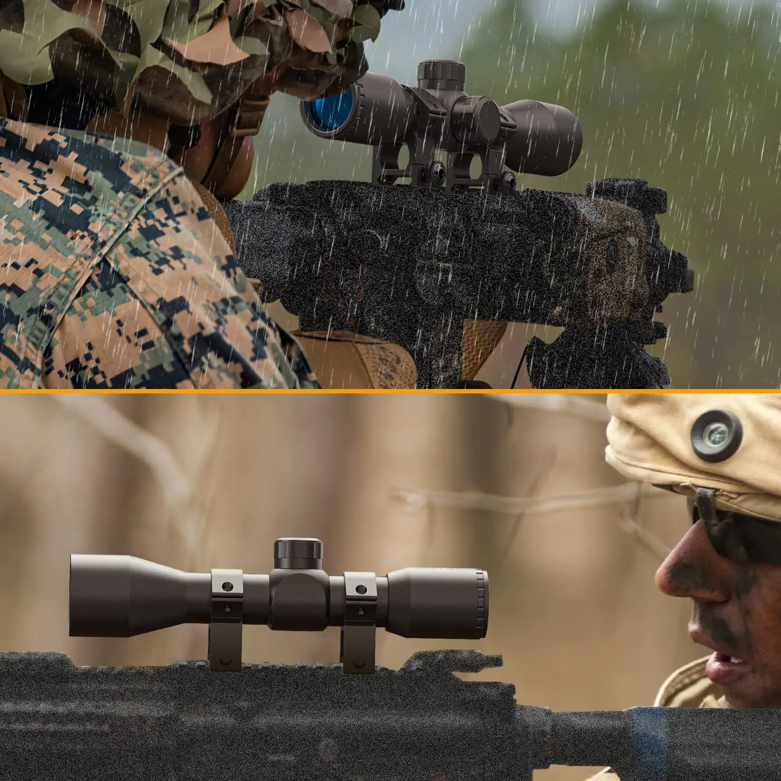 Rifle Scope MidTen 4x32 Compact Crosshair Optics with 20mm Free Mounts Telescope Rail