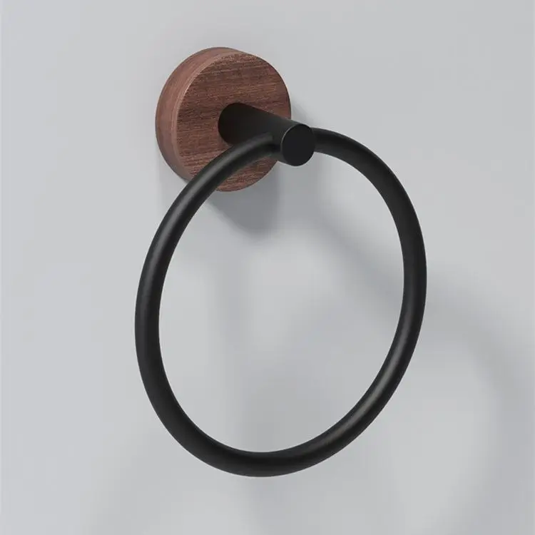 

Matte Black Finish Stainless Steel Bathroom Towel Holder Wall-Mounted Round Towel Rings ,Towel Rack YT-10991-H