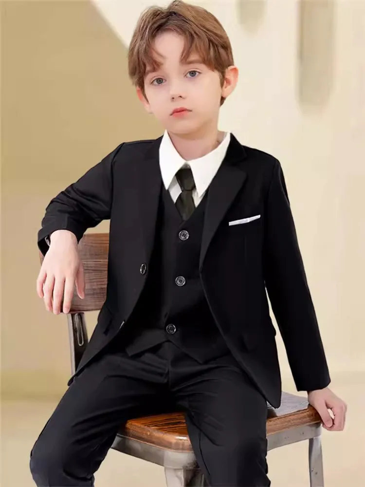 Children Wedding Suit Teenager Kids Piano Ceremony Tuxedo Dress Flower Boys Photograph Blazer Party Performance Costume Boys Suit Set