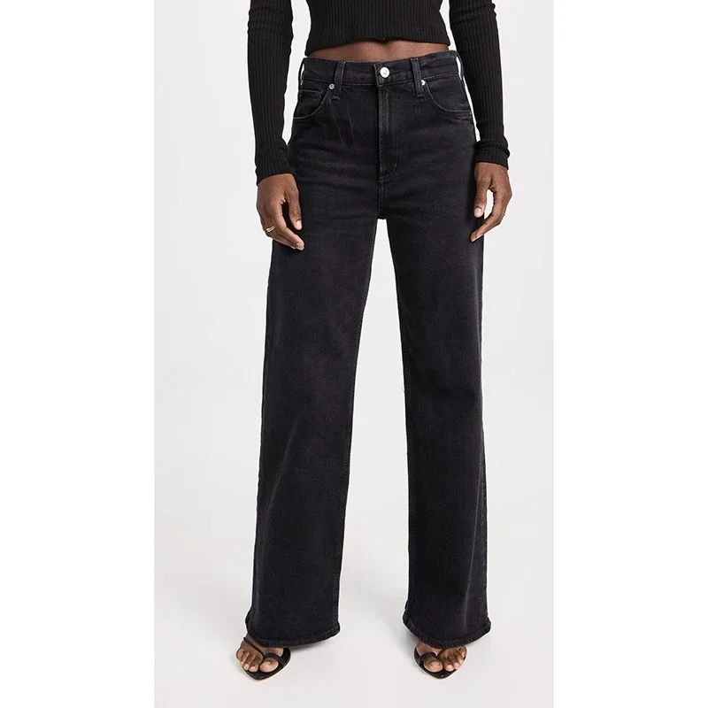 2025 Lady Chic Fashion Straight Leg Jeans Women Slim Fit Stretch High Waisted Denim Pants Female Retro Pink Beige Cheap Trousers 2
