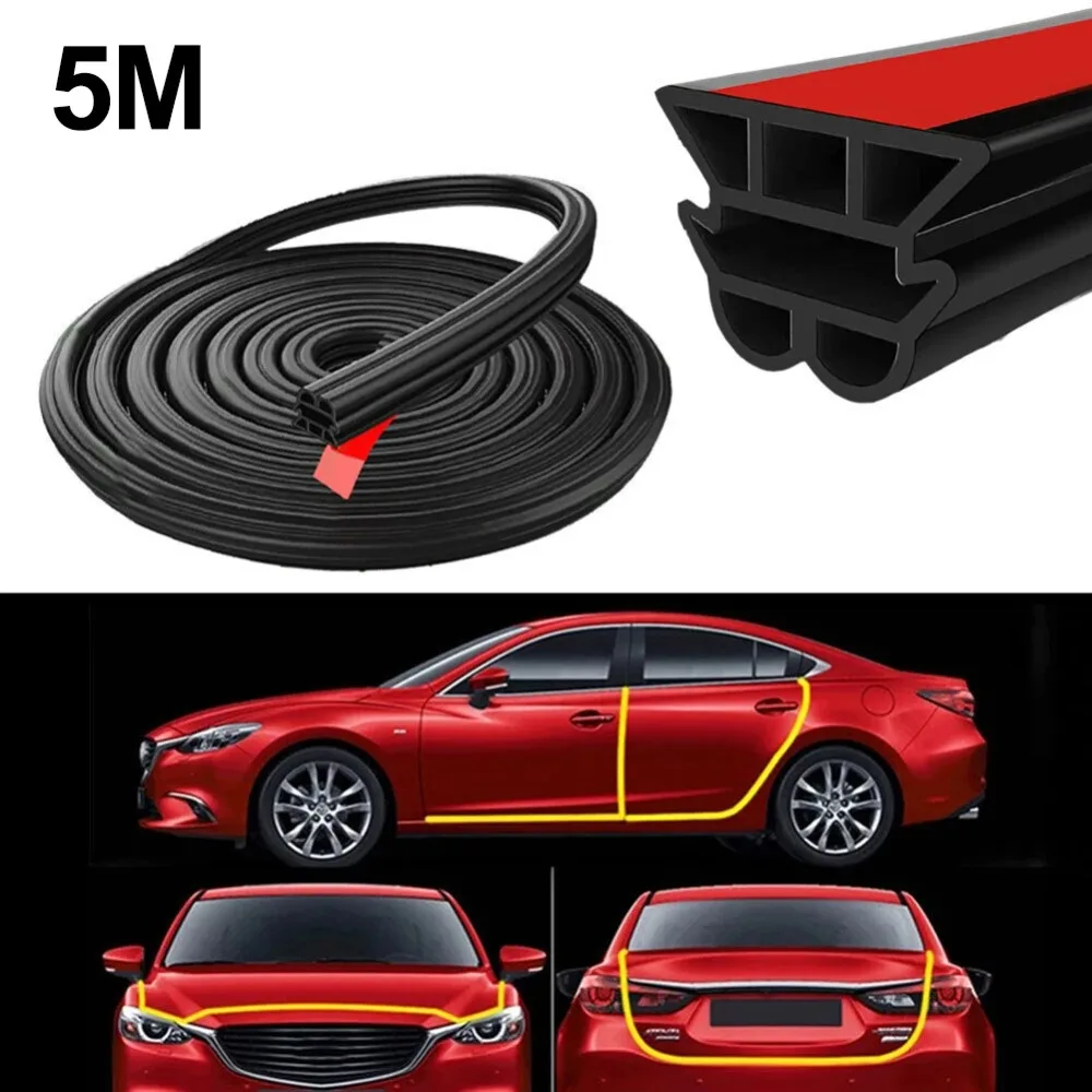 Auto Door Seal Strip 5m – Thick Rubber Weatherstrip, Reduces Noise, Dust & Water Leakage