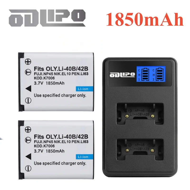 1850mAh EN-EL10 Li-42B Li-40B NP-45 D-Li63 D-Li108 NP-80 Camera Battery for Nikon for OLYMPUS FUJIFILM Pentax Casio